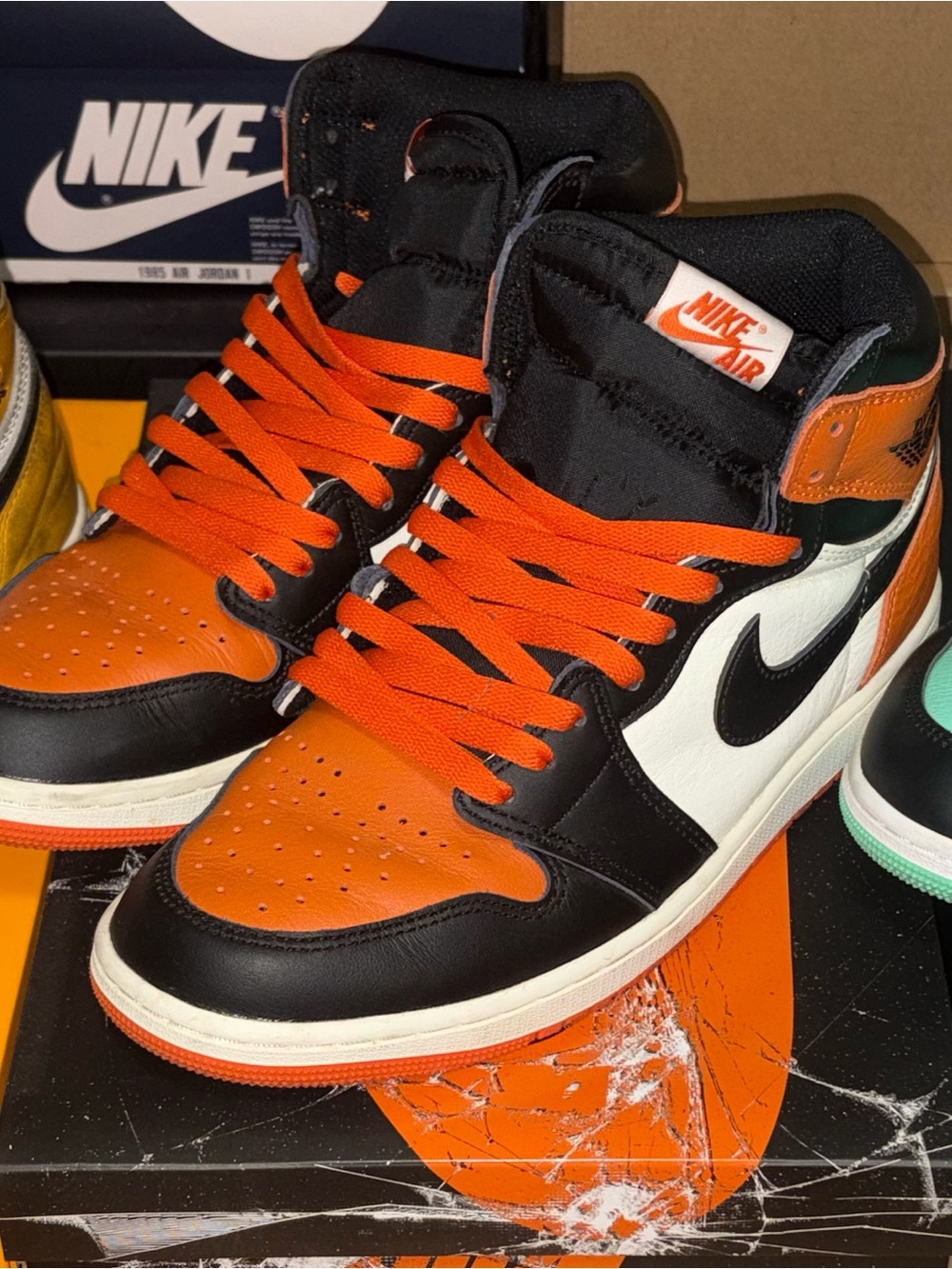 Air Jordan 1 High Top Sneakers - Orange/Black/White